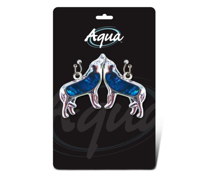 Fish Hook  Wolf - Aqua Jewelry - Earrings - Dangle Post - Image 2