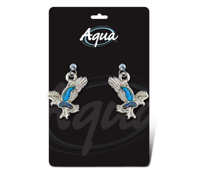 Fish Hook Blue Paua - Eagle - Aqua Jewelry - Earrings - Dangle Post - Image 2