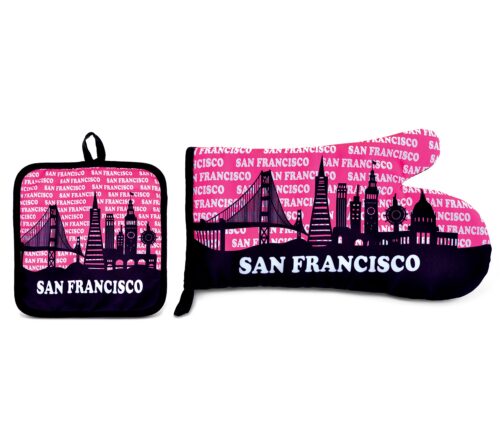 kitchen-oven-mitt-pot-holder-set-san-francisco-skyline-pink