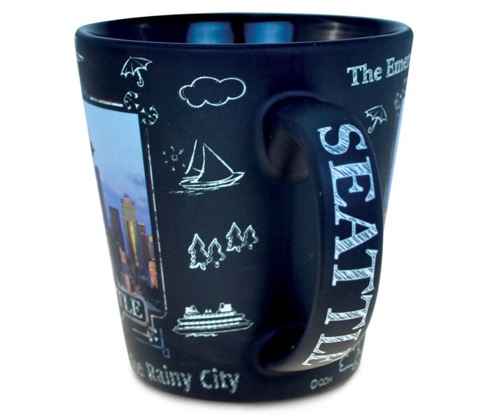 Seattle Skyline Blackboard - Latte Mug - Image 3
