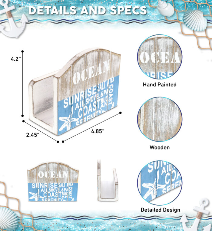 Aqua Sky Napkin Holder - Nautical Decor - Image 3