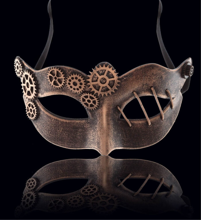Attitude Studio Venetian Metallic Masquerade Gears Mask - Copper - Steampunk - Image 8