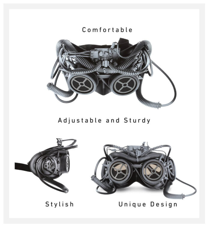 Metallic Mechanical Spiked Goggles Mask - Silver - Steampunk - Image 4