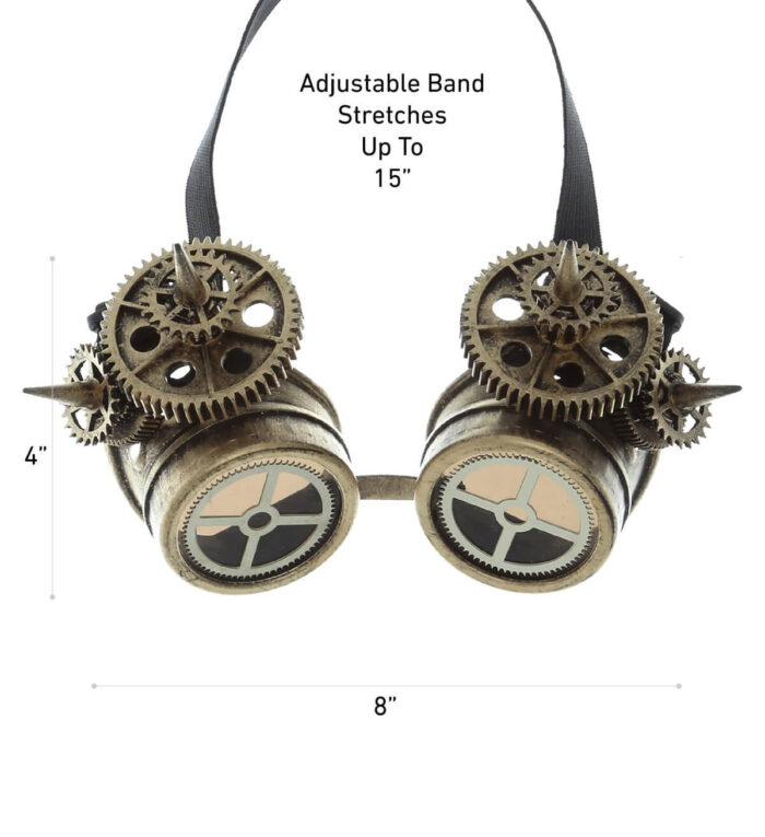 Metallic Spiked Gears Goggles - Gold - Steampunk - Image 2