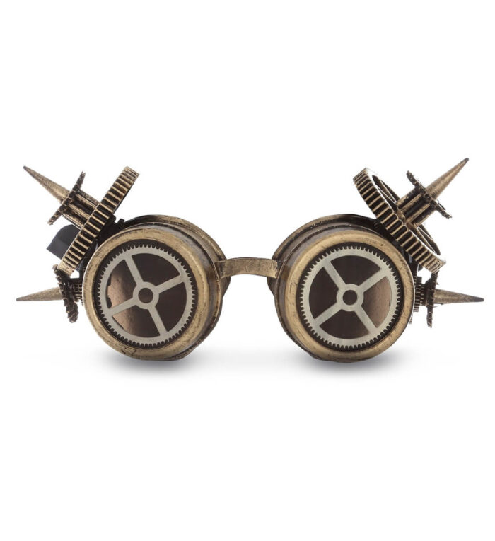 Metallic Spiked Gears Goggles - Gold - Steampunk