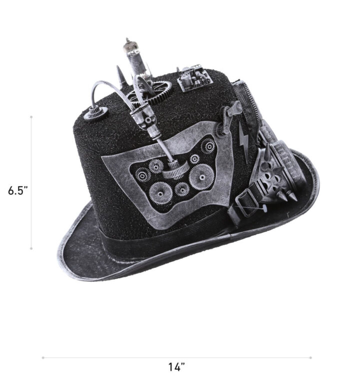 Metallic Scientist Time Traveler Top Hat - Silver - Steampunk - Image 2