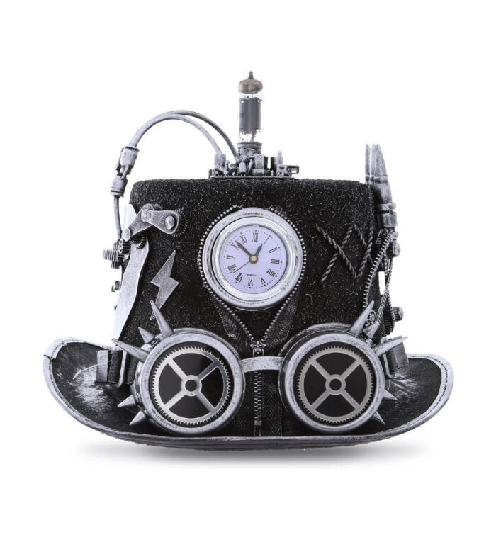 Metallic Scientist Time Traveler Top Hat - Silver - Steampunk