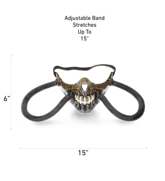 Metallic Skull Half Bottom Face Mask - Silver - Steampunk - Image 2
