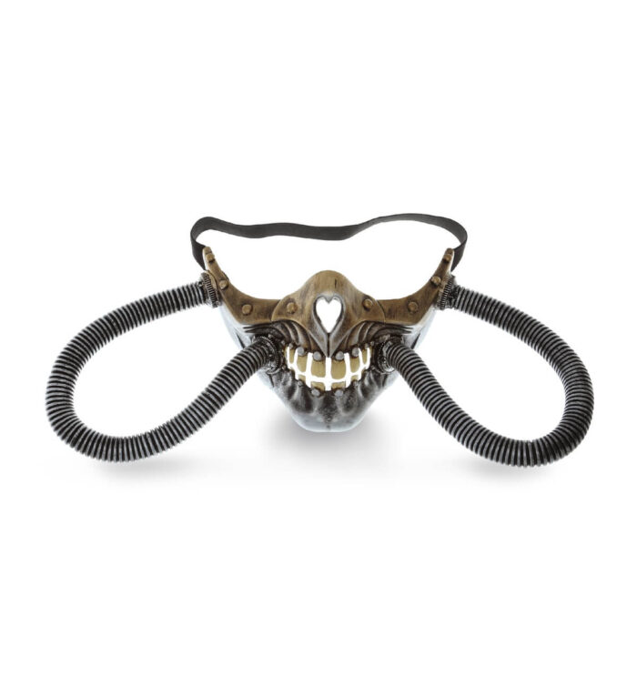 Metallic Skull Half Bottom Face Mask - Silver - Steampunk