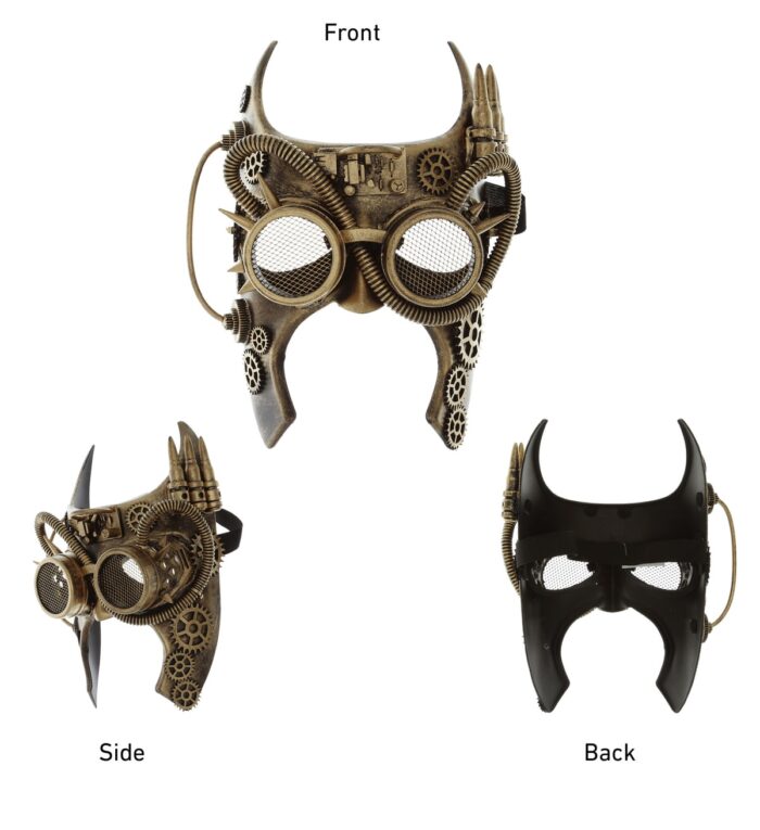 Metallic Gladiator Bat Mechanical Mask - Gold - Steampunk - Image 5