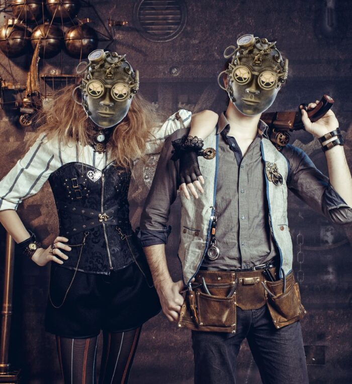 Metallic Mechanical Full Face Mask - Gold - Steampunk - Image 5