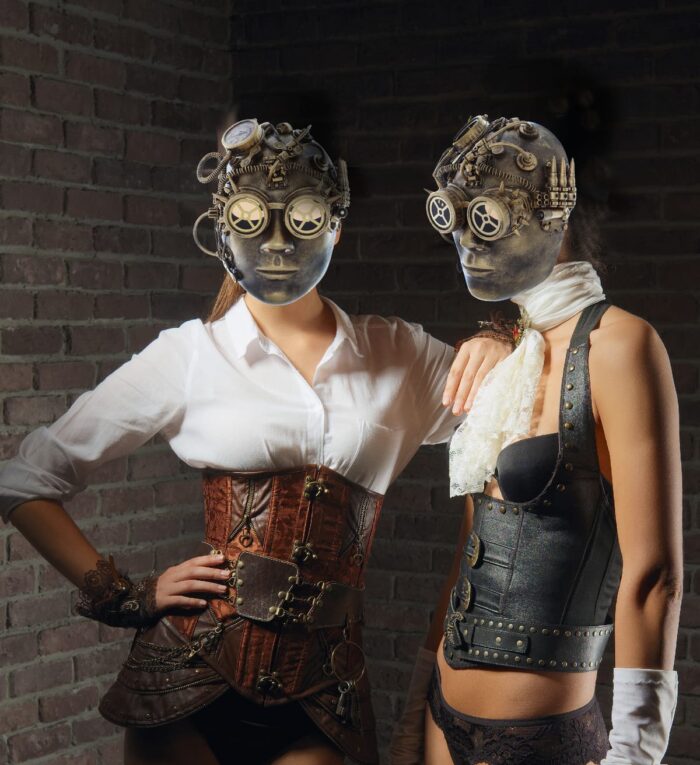 Metallic Mechanical Full Face Mask - Gold - Steampunk - Image 7