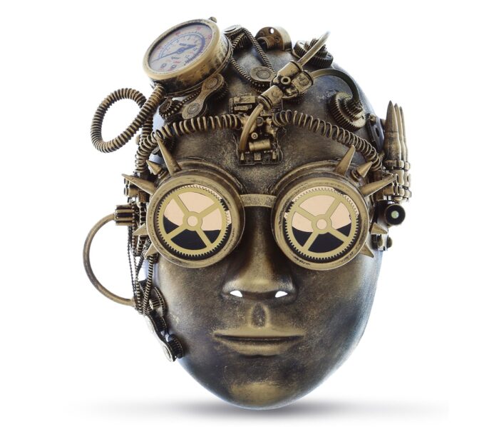 Metallic Mechanical Full Face Mask - Gold - Steampunk