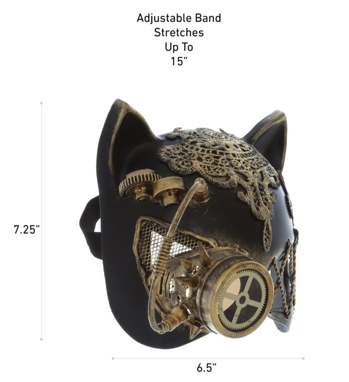 Metallic Venetian Masquerade Cat Mask - Antique Gold - Steampunk - Image 2