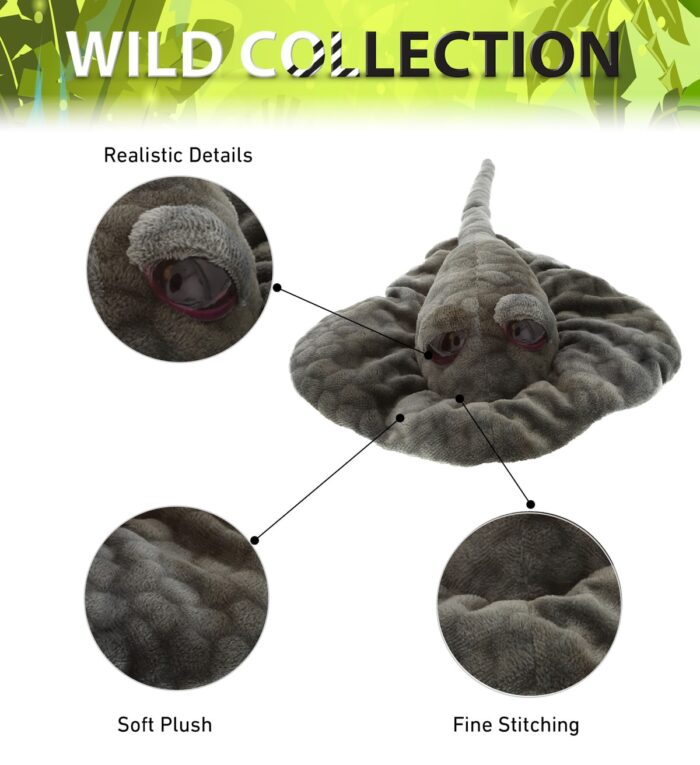 18.5" Grey Stingray - Wild Collection Plush - Image 2