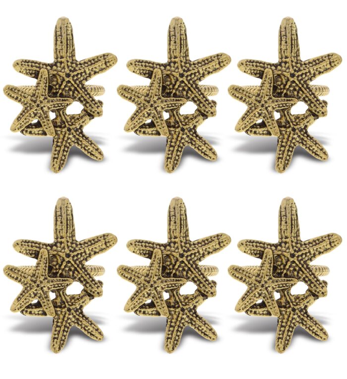 Set Of 6 - Starfish - Gold Napkin Ring