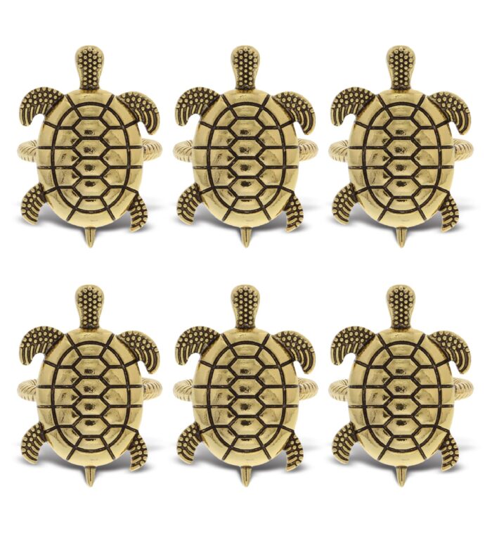 Set Of 6 - Sea Turtle - Gold Napkin Ring