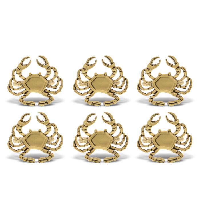 Set Of 6 - Crab - Gold Napkin Ring