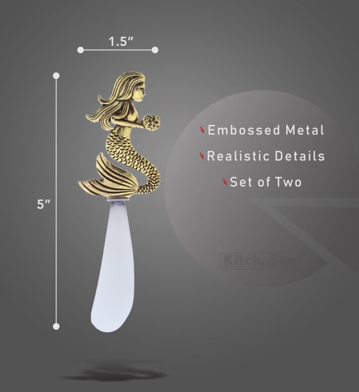 Set Of 2 - Mermaid - Gold Cheese Spreader - Image 2