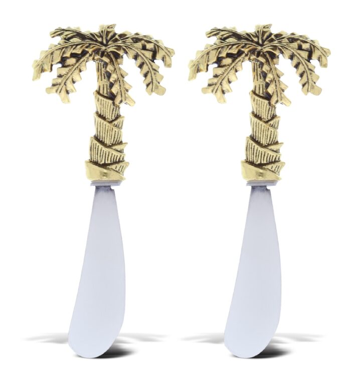 Set Of 2 - Palm Tree - Gold Cheese Spreader