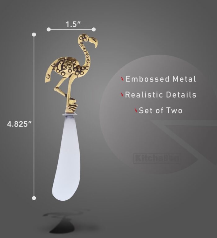 Set Of 2 - Flamingo - Gold Cheese Spreader - Image 2