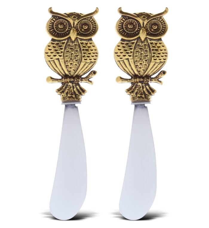 Set Of 2 - Owl - Gold Cheese Spreader