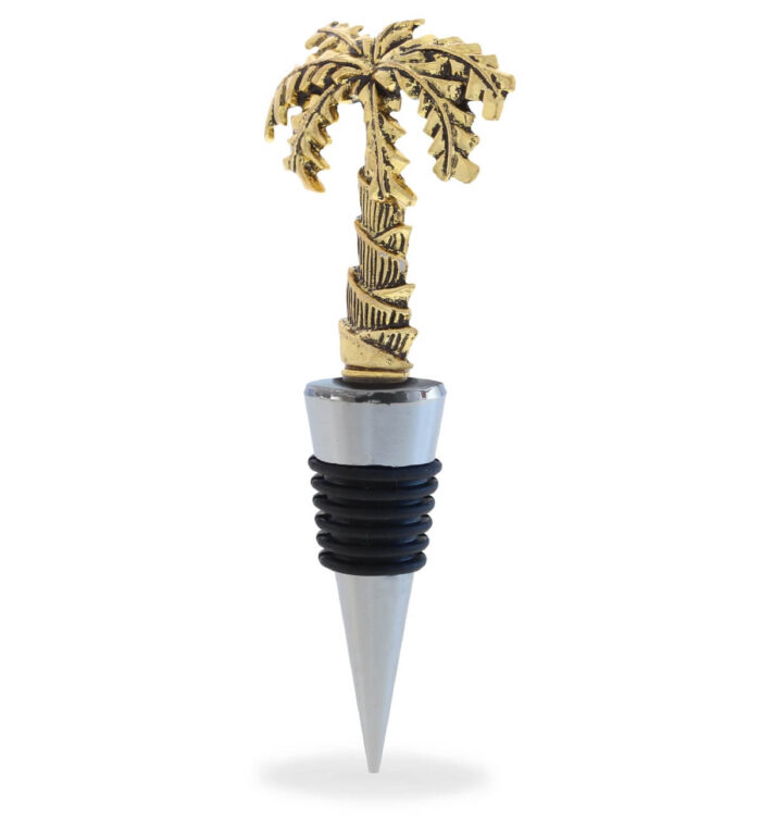 Wine Stopper - Gold Metal Palm Tree - Cheers