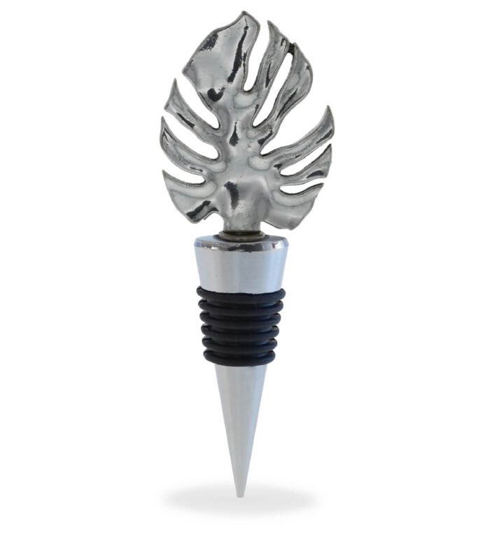 Wine Stopper - Metal Tropical Leaf - Cheers