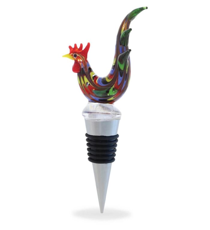 Wine Stopper - Glass Rooster - Cheers