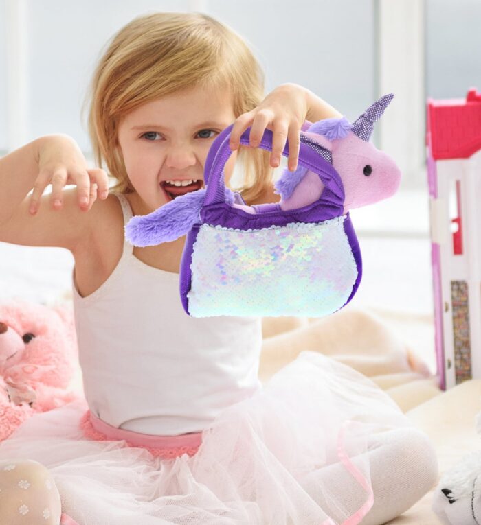 Sequin -  Purple Unicorn - Plush Purse Pet Carrier - Image 6