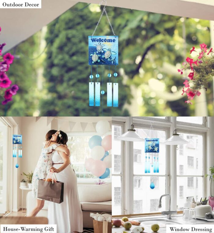 Square Welcome Sea Turtle - Wind Chime - Image 3