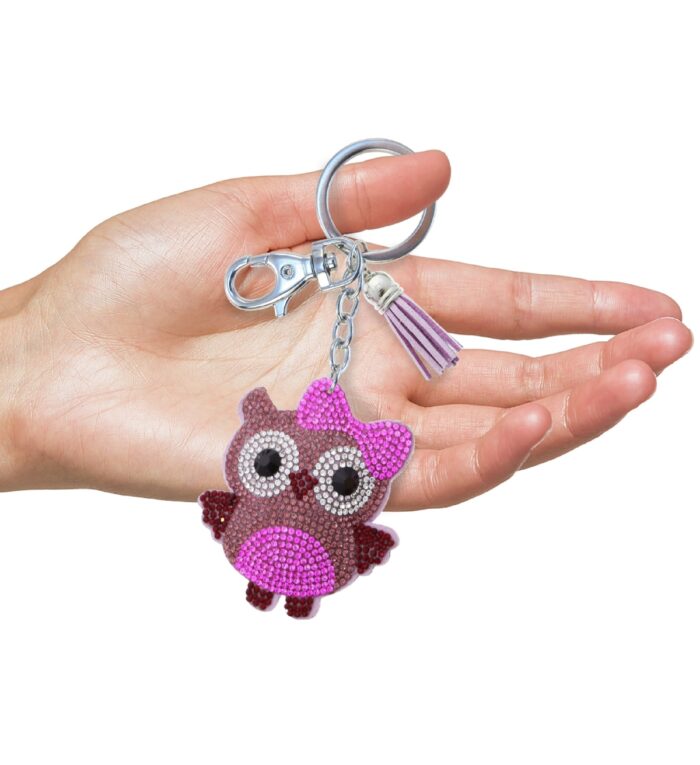 Owl - Sparkling Rhinestones Charm With Tassel - Image 4