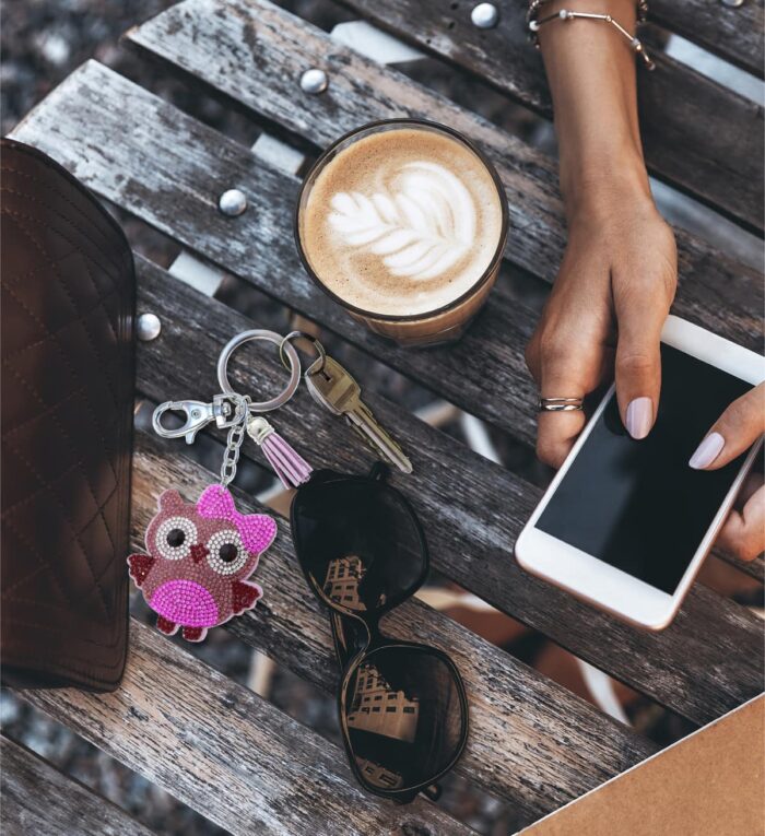 Owl - Sparkling Rhinestones Charm With Tassel - Image 7