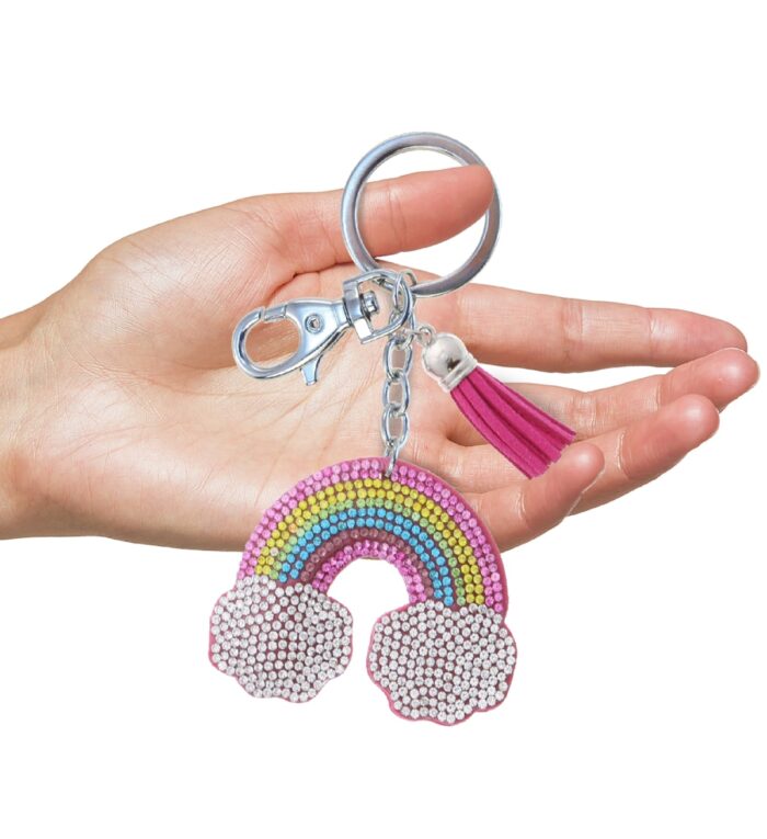 Rainbow - Sparkling Rhinestones Charm With Tassel - Image 4