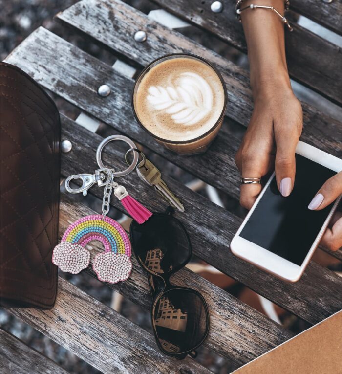 Rainbow - Sparkling Rhinestones Charm With Tassel - Image 7