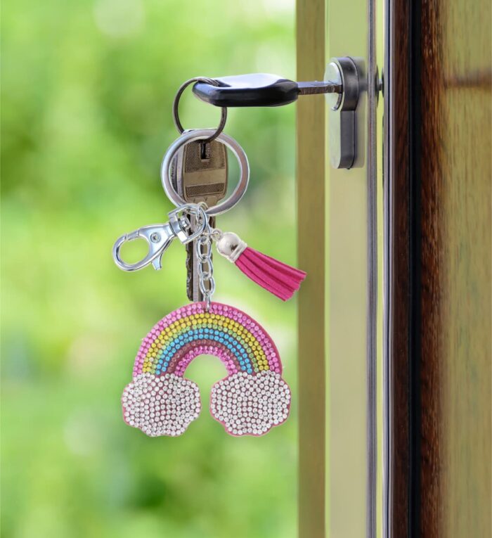 Rainbow - Sparkling Rhinestones Charm With Tassel - Image 8