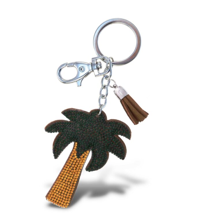 Palm Tree - Sparkling Rhinestones Charm With Tassel