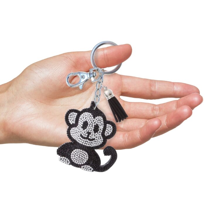 Monkey - Sparkling Rhinestones Charm With Tassel - Image 4