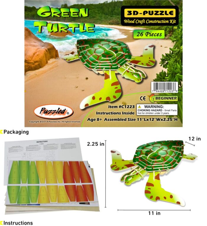 Green Turtle - Illuminated 3D Puzzles - Image 2