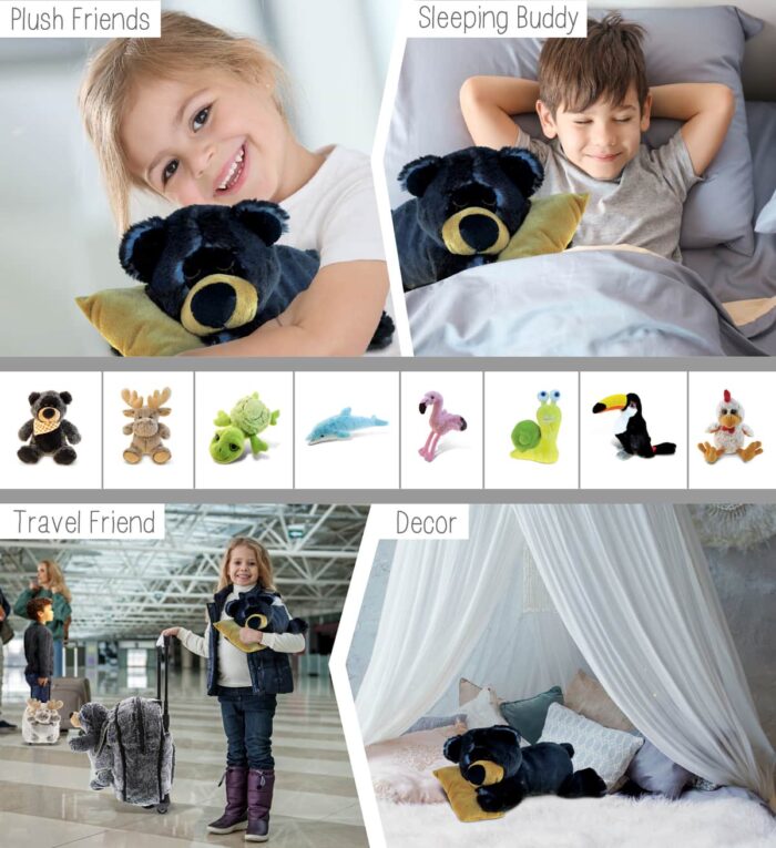 Sleeping Black Bear With Pillow - Super Soft Plush - Image 4