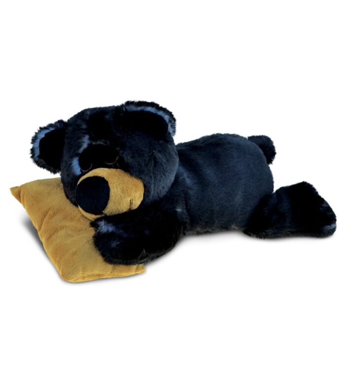 Sleeping Black Bear With Pillow - Super Soft Plush