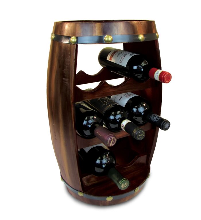 CoTa Global Alexander - 8 Bottles Wooden Holder - Barrel Shape - Wine Decor