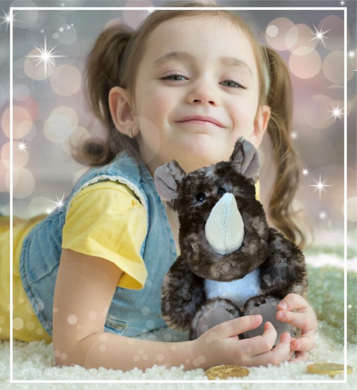 Sitting Brown Rhino - Super Soft Plush - Image 6