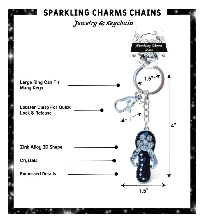 Black Flip-Flop - Sparkling Charms - Image 2