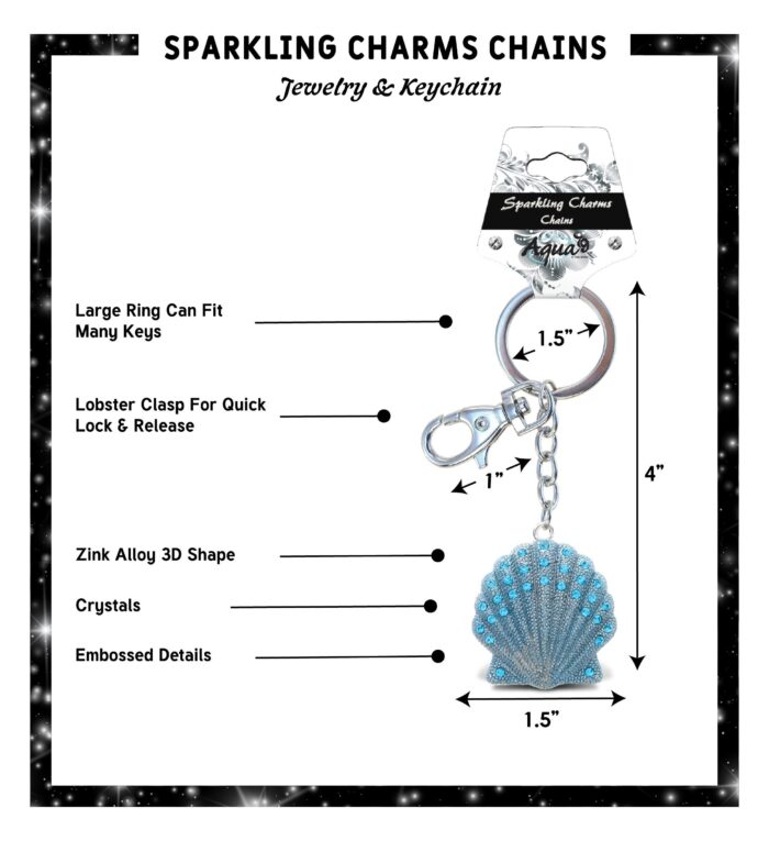 Blue Shell Keychain - Sparkling Charms - Image 2