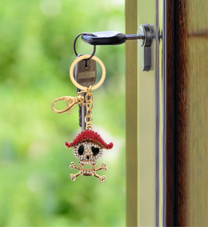 Pirate Skull Keychain - Gold Sparkling Charms - Image 8
