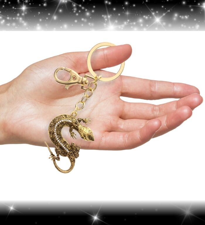 Gecko Keychain - Gold Sparkling Charms - Image 4