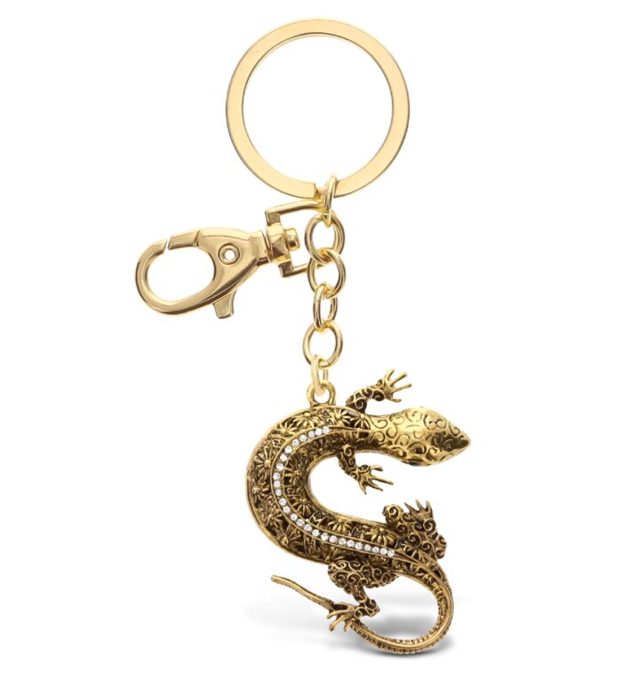 Gecko Keychain - Gold Sparkling Charms