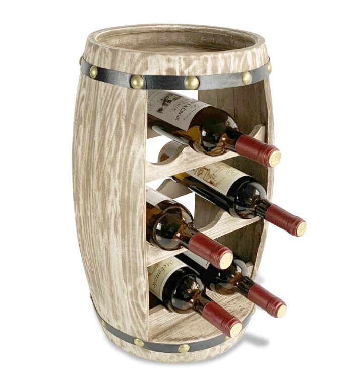 Wine Decor - Modern Alexander - 8 Bottles Wooden Holder - Barrel Shape