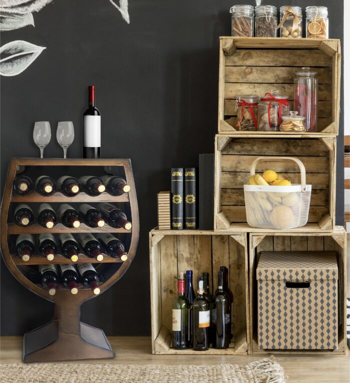 Wine Decor - Vintage Wall Mounted Wine Rack Wine Glass Shape - 18 Bottles - Image 5